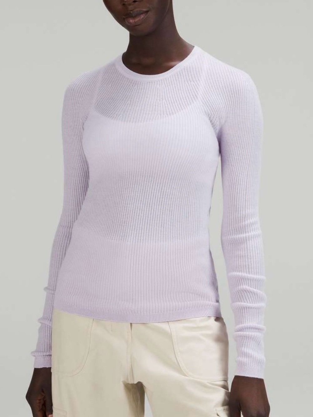 Lululemon Merino Wool Long Sleeve Light Sweater Faint Lavender Size 4 Minimalist
